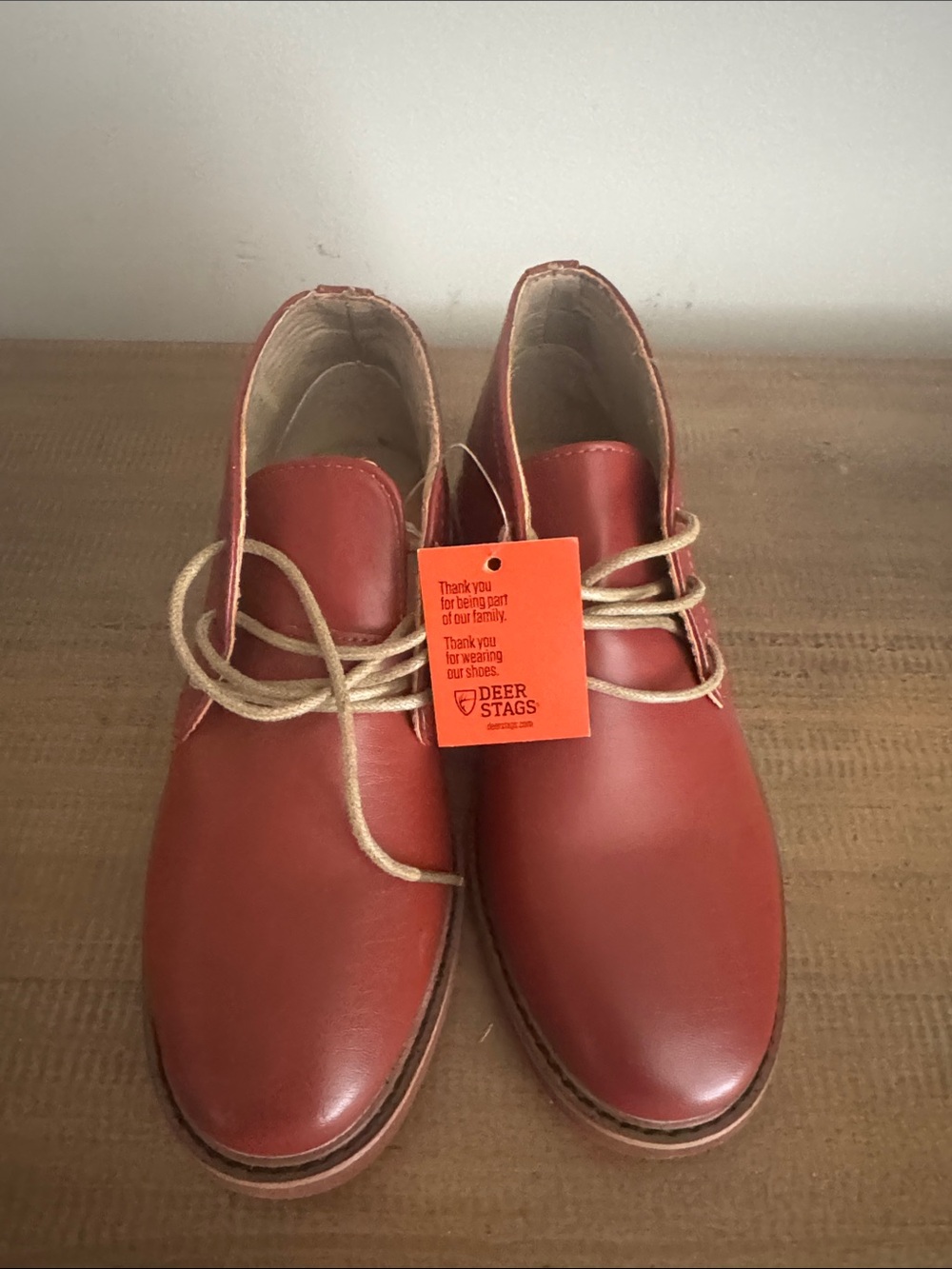 Deer Stags boys Brick Red Leather Chukka Boots